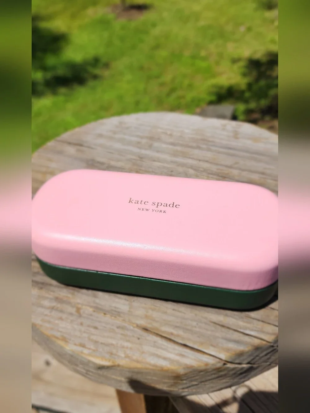 kate spade Pink and Dark Green Hard Shell Glasses Case